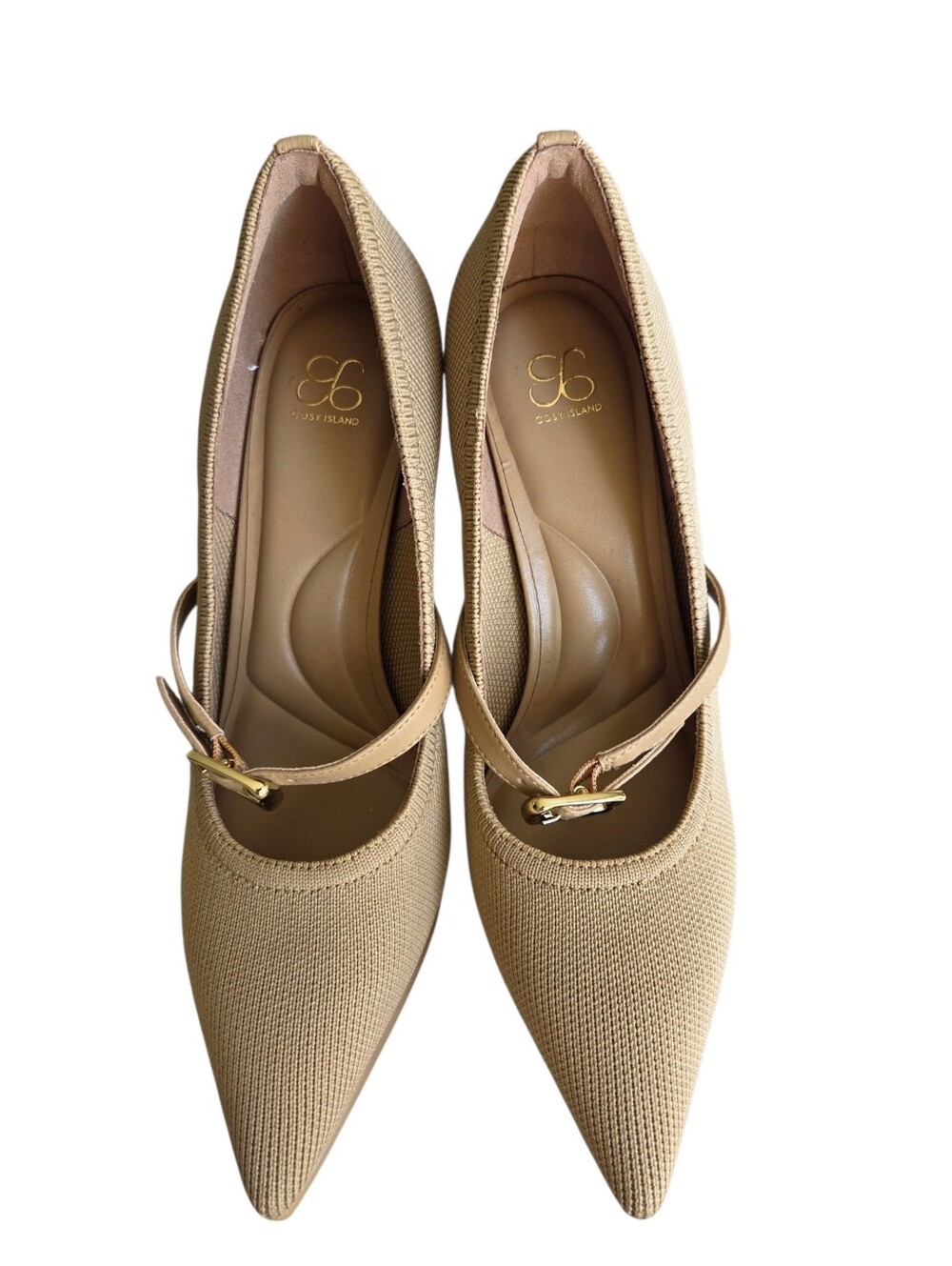 Cosy Island StyleFlex Pointed Toe Heeled Platform Beige Women Size 7.5
